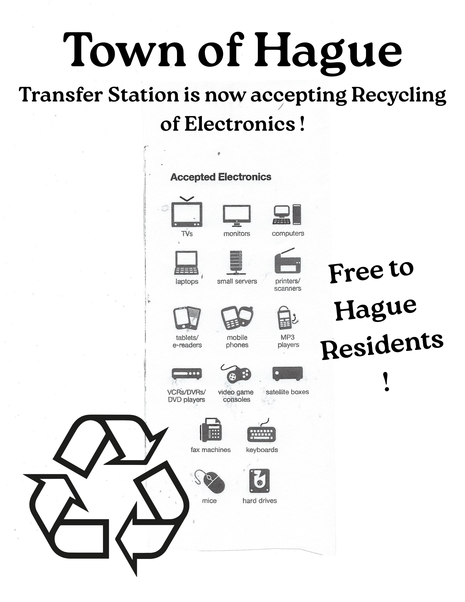 Free Electronic Recycling at the Transfer Station !